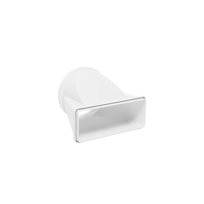 Adaptador de conector horizontal rectangular de 220 x 90 mm a conector redondo de 150 mm de diámetro