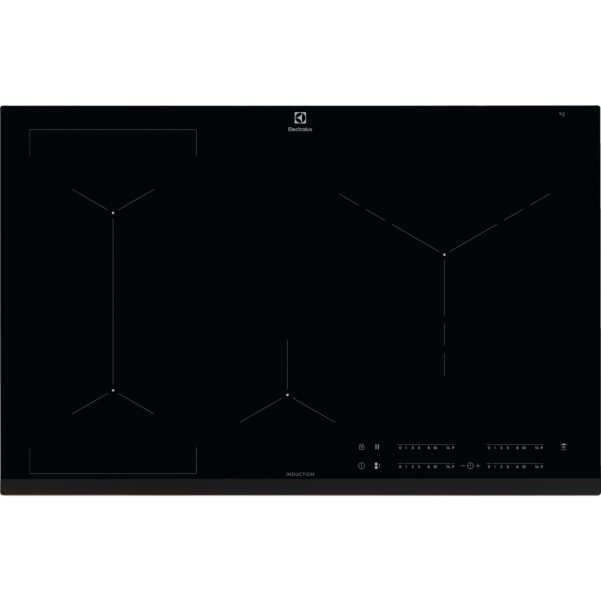 Placa de inducción Serie 600 Bridge de 4 zonas y 80 cm