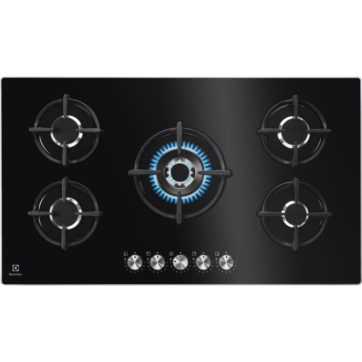 Placa de gas Serie 600 Gas on Glass de 5 zonas y 90 cm