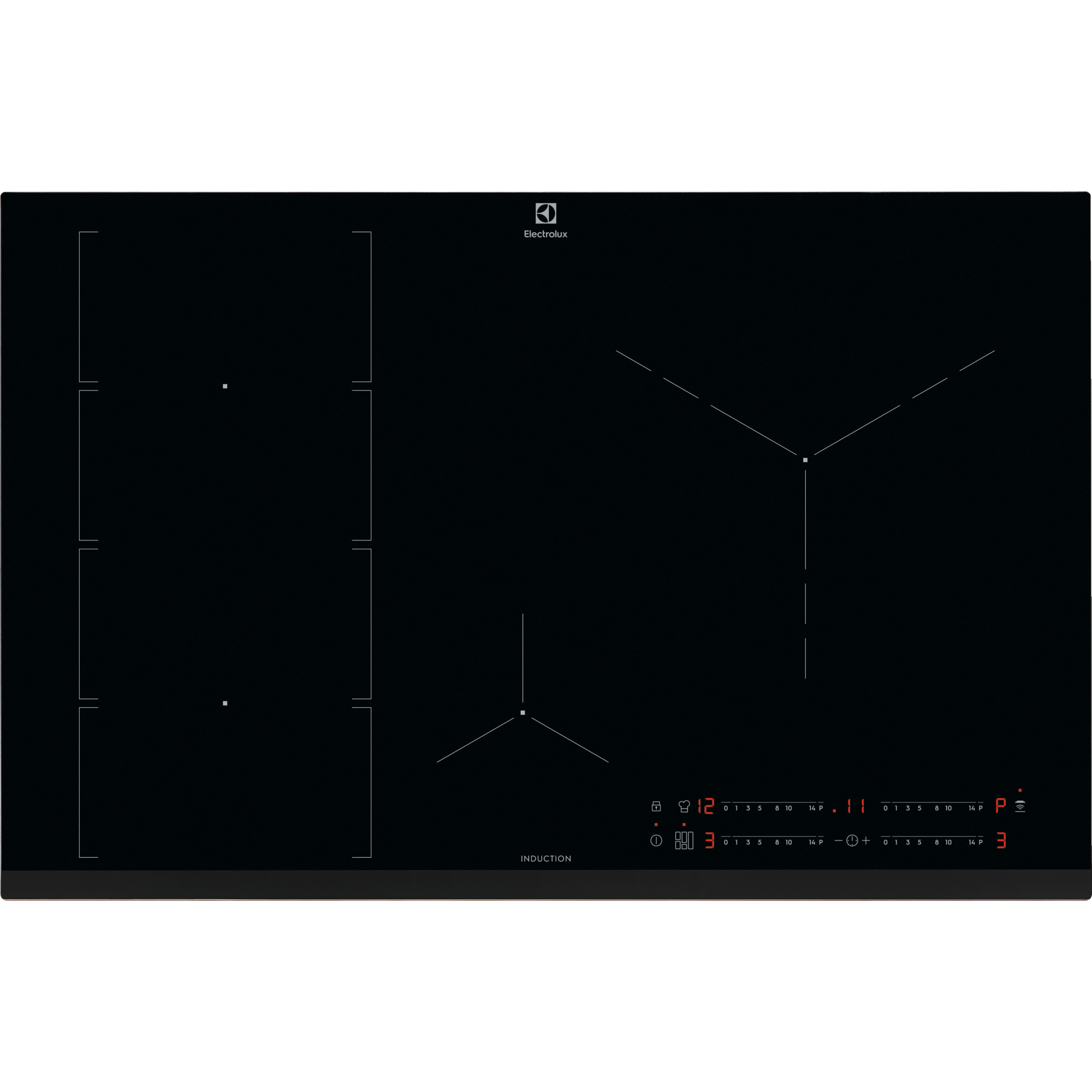 Placa de inducción Serie 600 FlexiBridge de 4 zonas y 80 cm