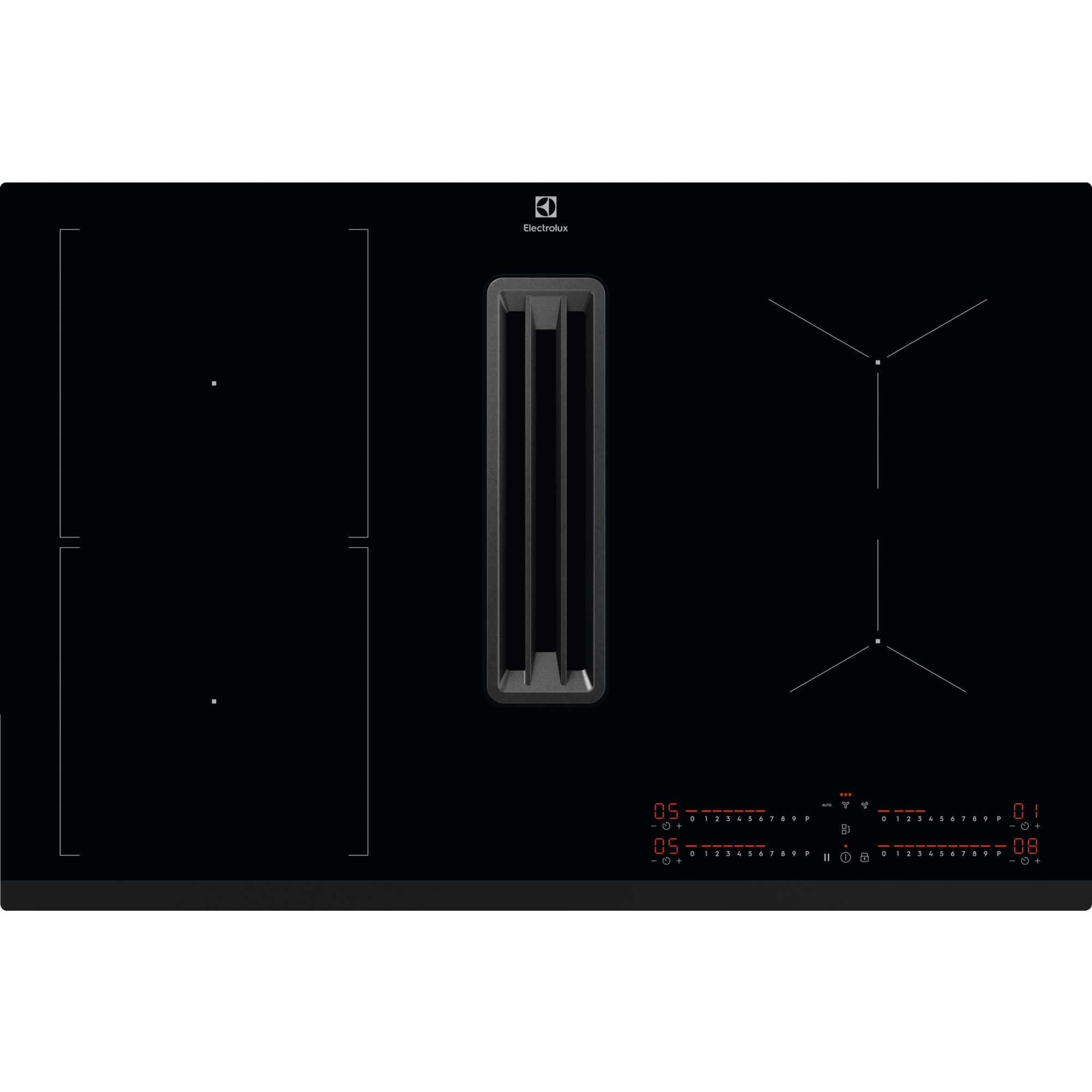 Placa de inducción con campana extractora de 80 cm